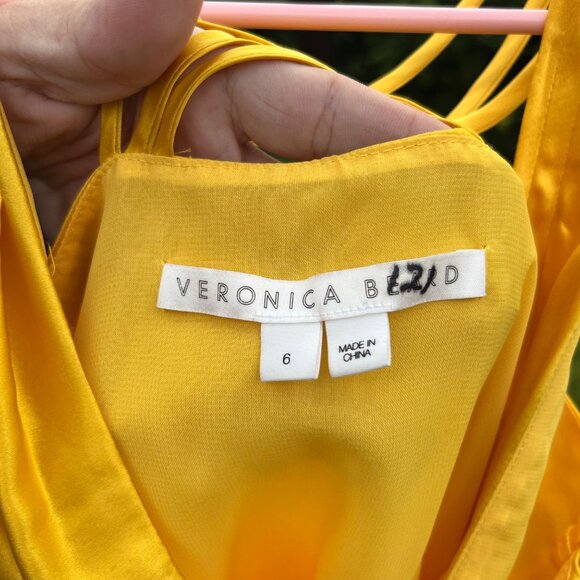 Veronica Beard Stewart Charmeuse Silk Top in Bright Sunset Yellow Size 6 - Picture 6 of 11